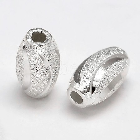 Fancy Cut Textured 925 Sterling Silver Oval Beads STER-F012-20A-1