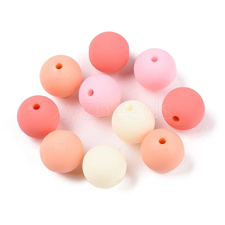 Rubberized Style Imitated Silicone Acrylic Beads MACR-T048-01B-17-1