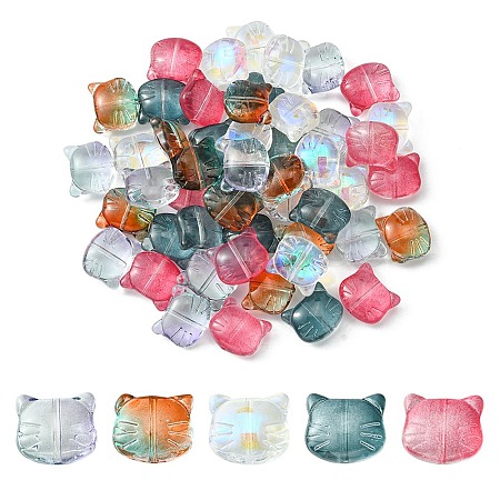 50Pcs 5 Colors Transparent Glass Beads GLAA-YW0001-86-1