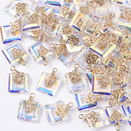 Electroplate Glass Charms X-EGLA-N005-002C-1