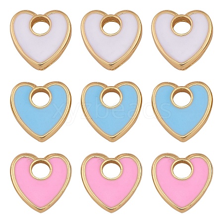 9Pcs 3 Colors Rack Plating Eco-friendly Brass Enamel Charms FIND-SZ0002-45-1