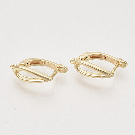 Brass Hoop Earring Findings with Latch Back Closure KK-T048-020G-NF-1