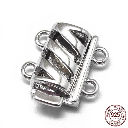 Anti-Tarnish Rhodium Plated 925 Sterling Silver Box Clasps X-STER-L057-016P-1