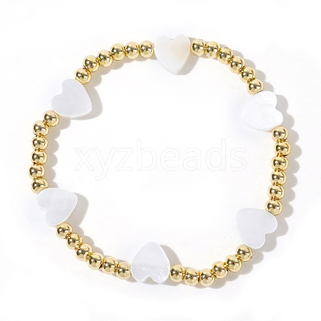 Brass Round Beads Strertch Bracelets SI5591-1-1