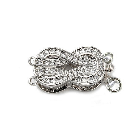 Brass Micro Pave Clear Cubic Zirconia Box Clasps X-KK-E084-28P-1