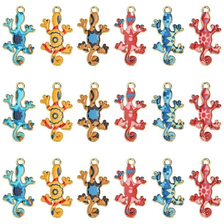 30Pcs 6 Colors Alloy Enamel Pendants ENAM-CJ0004-80-1