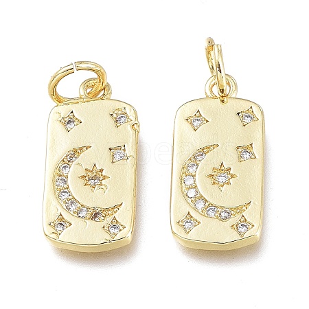 Brass Micro Pave Clear Cubic Zirconia Charms X-ZIRC-L076-054G-1