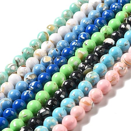 Synthetic Turquoise and Sea Shell Assembled Beads Strands G-D482-01A-1