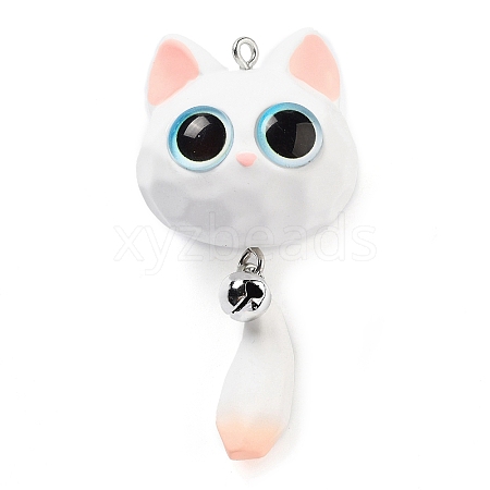 Opaque Resin Kitten Bell Big Pendants RESI-A032-01P-04-1