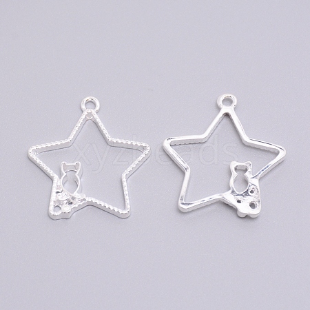 Alloy Open Back Bezel Pendants PALLOY-WH0072-88S-RS-1