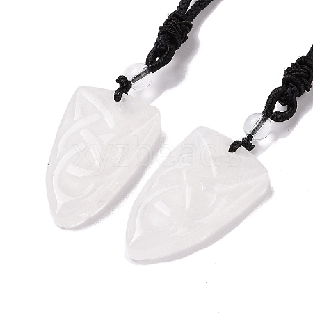 Natural Quartz Crystal Sailor's Knot Pendant Necklace with Nylon Cord for Women NJEW-E091-02F-1