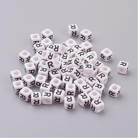 Acrylic Horizontal Hole Letter Beads PL37C9308-R-1