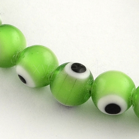 Round Handmade Evil Eye Lampwork Beads Strands LAMP-R114-8mm-10-1