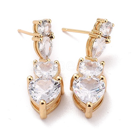 Heart Sparkling Cubic Zirconia Dangle Stud Earrings for Her ZIRC-C025-15G-1