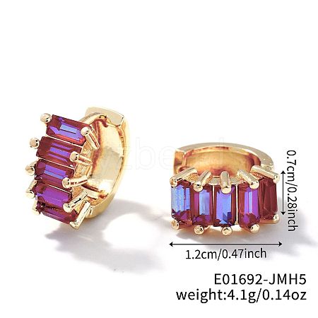 Cute Square Candy Brass Cubic Zirconia Hoop Earrings XX8349-12-1