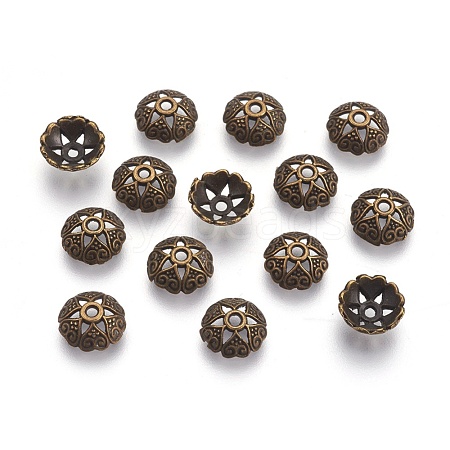 Tibetan Style Alloy Bead Caps TIBE-5241-AB-FF-1