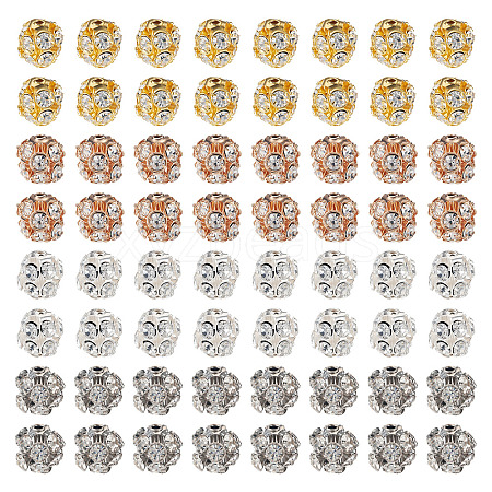 80Pcs 4 Colors Brass Rhinestone Beads KK-TA0002-11C-1