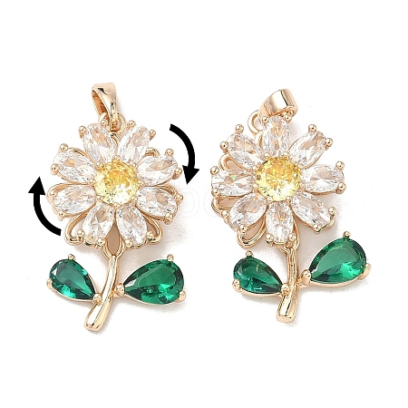 Brass Micro Pave Cubic Zirconia Rotatable Pendants X-KK-A287-02G-1