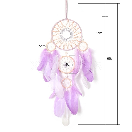 Iron Ring Woven Net/Web with Feather Wall Hanging Decoration PW-WG22057-01-1