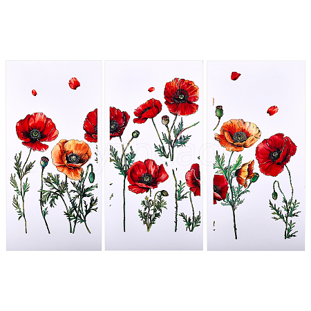 3 Sheets 3 Styles Flower PVC Waterproof Decorative Stickers DIY-WH0404-038-1