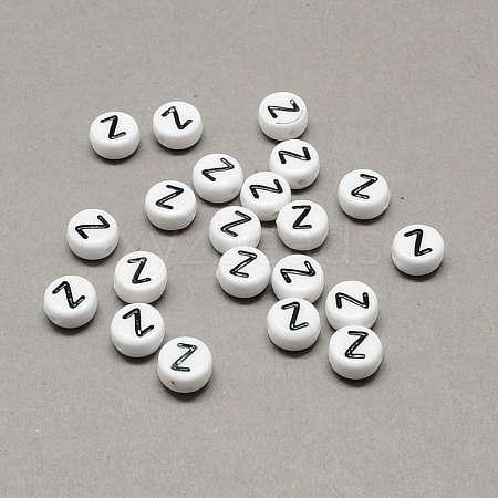 White and Black Acrylic Horizontal Hole Letter Beads X-SACR-Q101-01Z-1