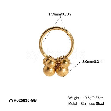 304 Stainless Steel Bead Finger Rings for Women QD5278-2-1