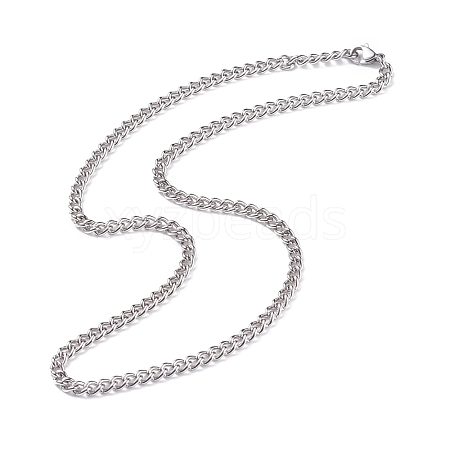 304 Stainless Steel Curb Chains Necklace for Men Women NJEW-JN03846-01-1