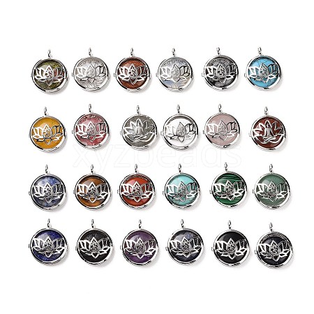 Natural & Synthetic Mixed Gemstone Locket Pendants G-G982-01P-1