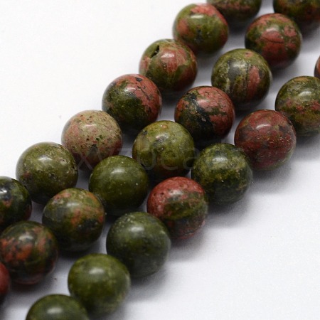 Natural Unakite Beads Strands G-I199-08-4mm-1