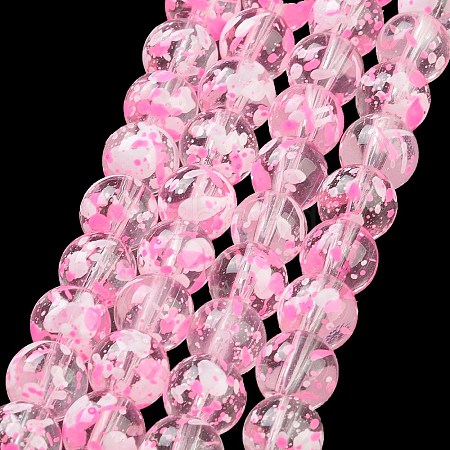 Baking Painted Transparent Glass Bead Strands DGLA-R053-02E-1