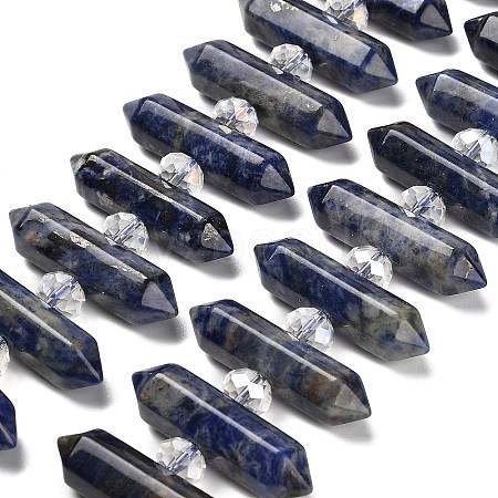 Natural Sodalite Double Terminated Point Beads Strands G-H069-B18-01-1