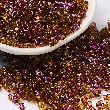 Spray Painted Glass Seed Beads SEED-F005-03A-01-1