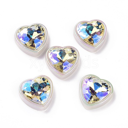 Rainbow Iridescent Plating Acrylic Cabochons X-OACR-E011-05-1