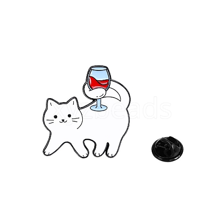 Cat Shape with Wine Enamel Pins PW-WG0F406-02-1