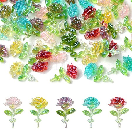 50Pcs 5 Colors Transparent Resin Decoden Cabochons RESI-YW0001-66-1