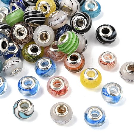 Mixed Styles Handmade Lampwork Large Hole Rondelle European Beads LPDL-L003-03-1