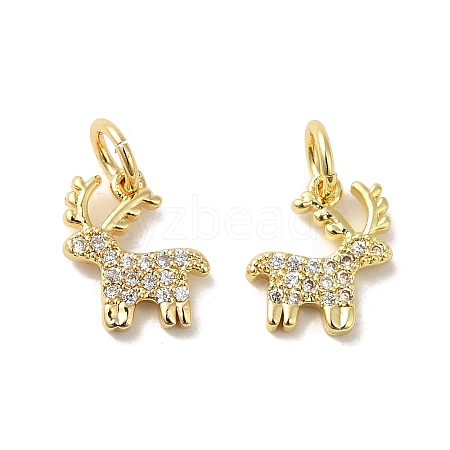 Rack Plating Brass Micro Pave Cubic Zirconia Pendants KK-K377-64G-1