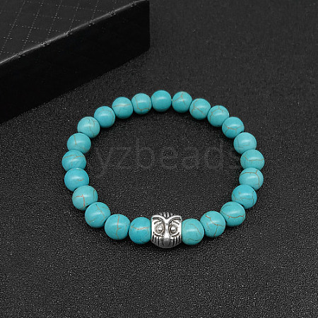 Synthetic Turquoise Stretch Bracelets for Women Men IS4293-6-1