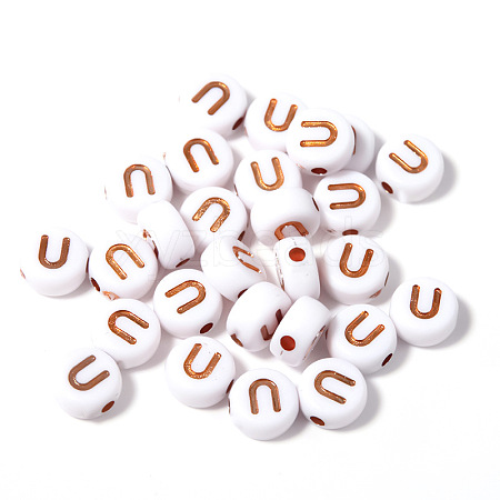 100Pcs Plating Opaque White Acrylic Beads FIND-PW0024-36M-1