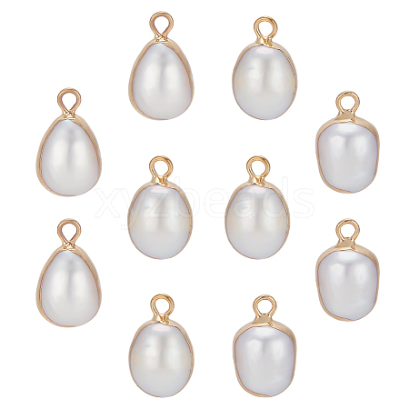 10Pcs Electroplate Natural Baroque Pearl Keshi Pearl Pendants PEAR-ME0001-01-1