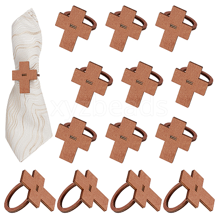 Cross Plywood Napkin Rings AJEW-UN0003-25-1