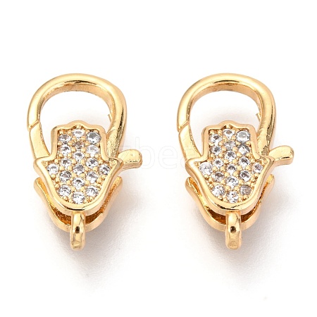 Brass Micro Pave Cubic Zirconia Lobster Claw Clasps ZIRC-O038-24G-1