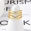 Brass Micro Pave Clear Cubic Zirconia Open Cuff Rings for Women RJEW-R011-10G-02-3