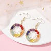 Natural Mixed Gemstone Round Beaded Dangle Earrings EJEW-JE05456-01-2
