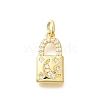 Rack Plating Brass Micro Pave Cubic Zirconia Pendants KK-M296-18G-1