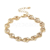 Rack Plating Brass Pave Clear Cubic Zirconia Flat Round Link Chain Bracelets for Women BJEW-R317-13G-1