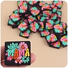 Square with Flower and Word Mama Food Grade Eco-Friendly Silicone Focal Beads PW-WG81493-01-3