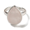 Natural Rose Quartz Teardrop Adjustable Rings RJEW-K371-08S-14-3