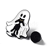 Ghost with Black Cat Alloy Enamel Brooch JEWB-E034-02EB-03-3