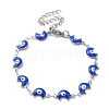 Moon with Evil Eye Enamel Link Chain Bracelet BJEW-G683-01P-2